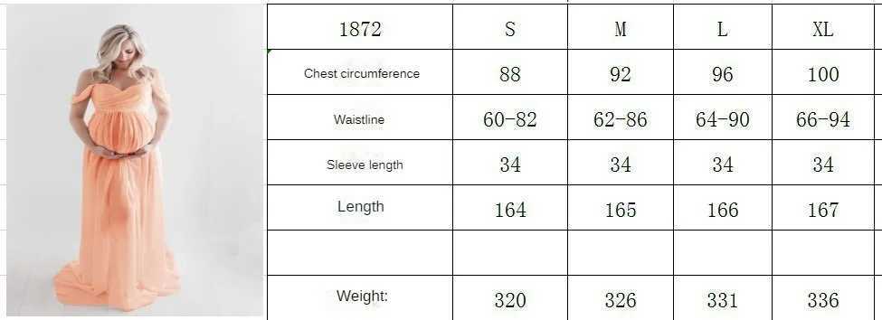 Pregnant womens dress shoulder short sleeved mesh transparent split type long pregnant womens dress taken in the photo W241026