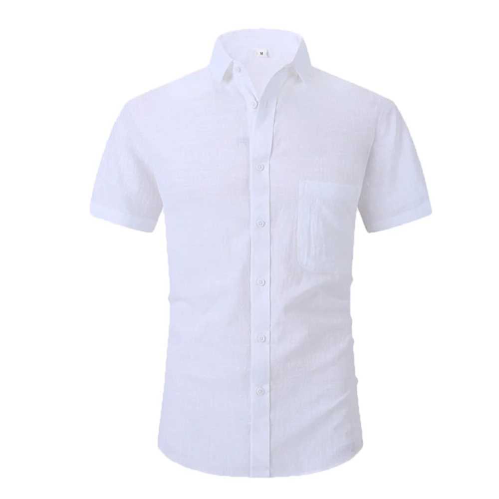 Cotton thread hot selling mens short sleeved summer solid color lapel casual beach style plus size W241026