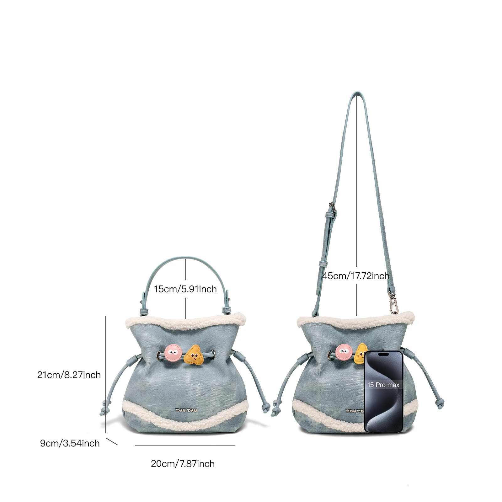 TOUTOU Plush Backpack Autumn Simulated Denim Drawout Bag Original Cross Body Bag Womens Christmas Gift 241025