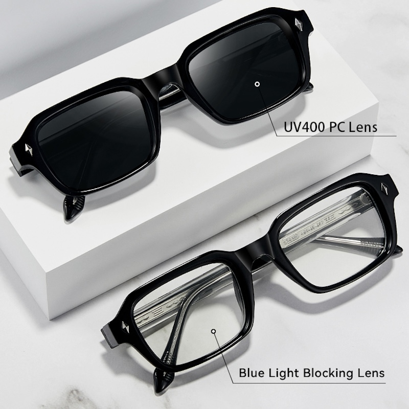 Retro Square Sunglasses Men Rectangle Cool Steampunk Thick Sun Glasses for Women y2k Wrap Around Cyberpunk Futuristic Personalized Shades UV400 Rivets