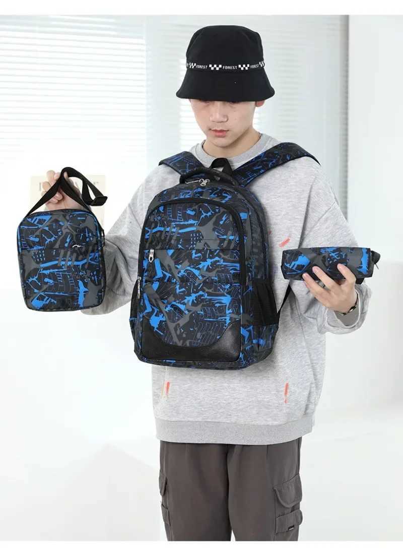 3Pcs/Set Children School Backpack Large-Capacity Orthopedic Schoolbag For Boys Girls Laptop Backpacks Teenage Nylon School BagsXJ241026