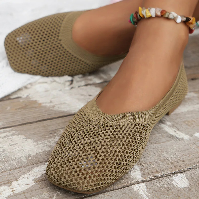 Mesh Knitted Loafers Shoes Womens Apartment Sports Shoes Casual Sports Shoes Summer Walking and Running Comfortable Zapatos Muje 241024