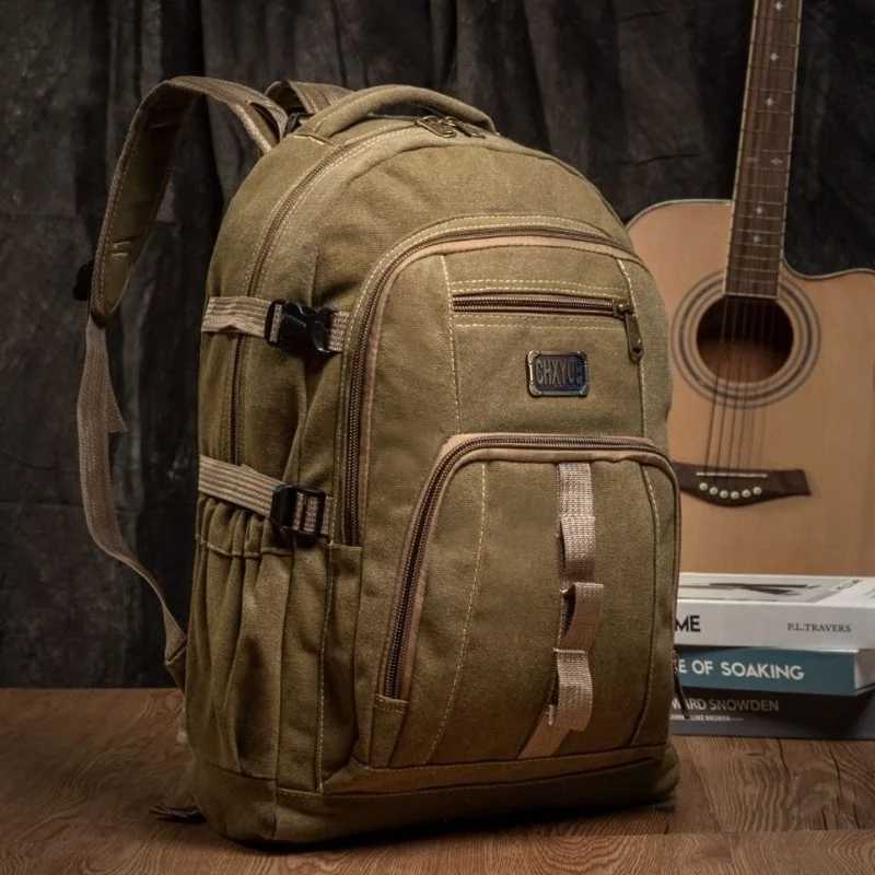 Mens New Retro Backpacks Trend Canvas Bags Large Capacity Outdoor Leisure Travel Bag Male Mochila E58XJ241026