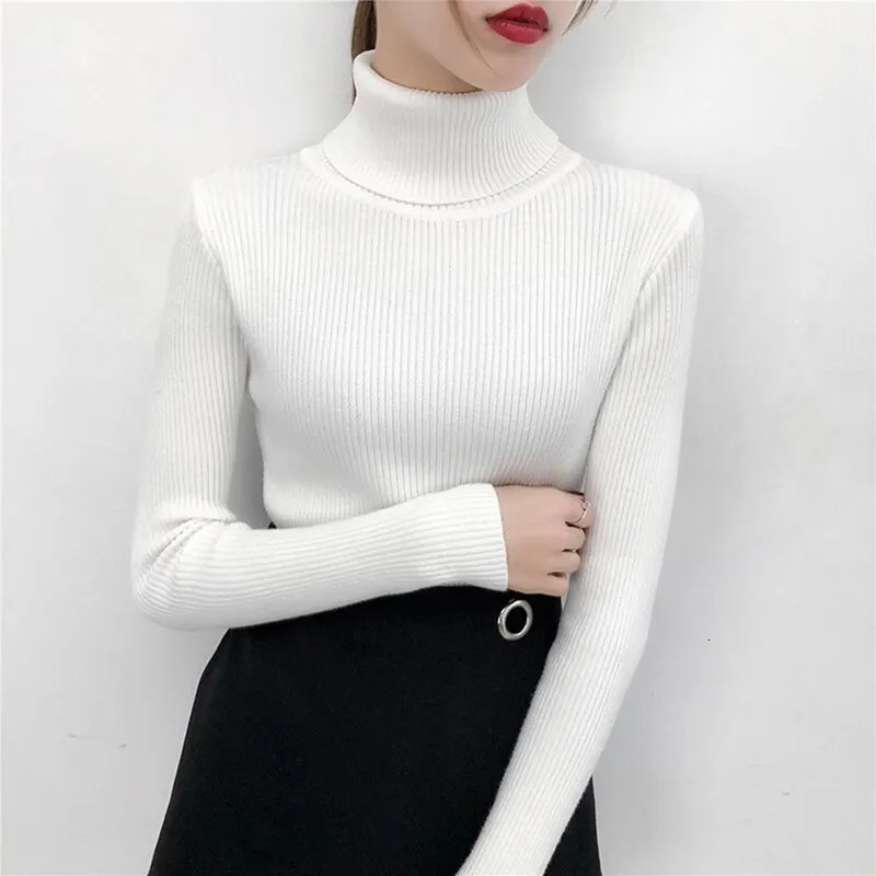 Women Sweater Pullover Winter Knitted Turtleneck Long Sleeve Slim Jumper Tops 2024 Ladies Casual Shirts Soft Warm Y2K Clothing y241025