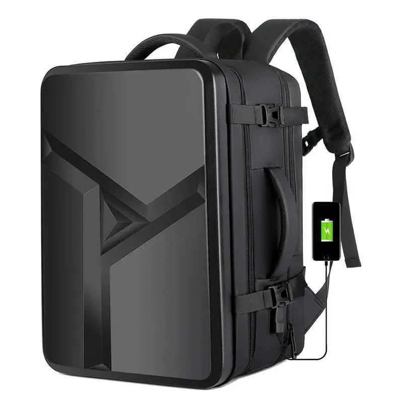 Mens 55L Large Capacity 17 Laptop Backpack Expandable Travel Backpack Waterproof 900D ABS Hard Shell Stylish Business BackpackXJ241026