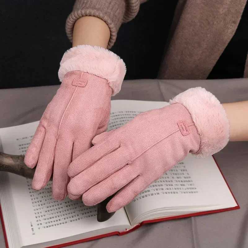 Fashion Womens Gs Autumn Cute Fur Warm Gloves Full Finger Gloves Womens Outdoor Sports Womens Gs Touch Screen W241026