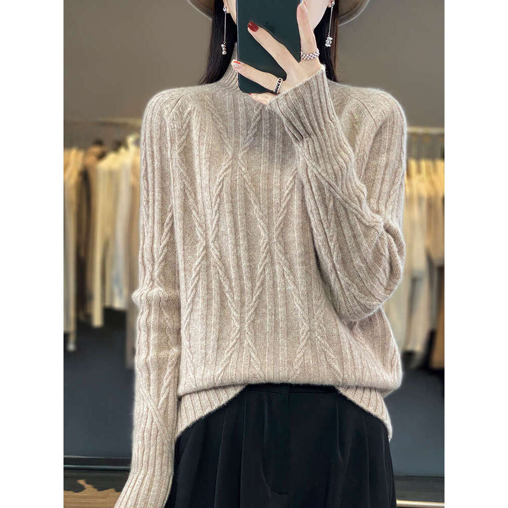 2023 Fashion Good To Wear 100% Merino Wool Tops Women Clothing Sweater Turtleneck Long Sleeve Pullover Autumn Winter Knitwear