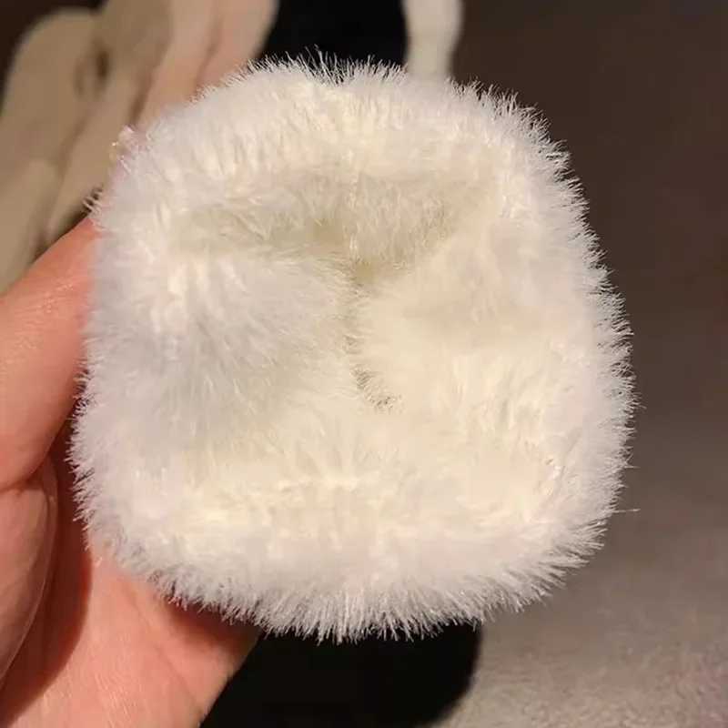 Mink wool soft winter half finger Gs womens warm luxury pure white plush knitted fingers Gs wrist writing gloves W241026