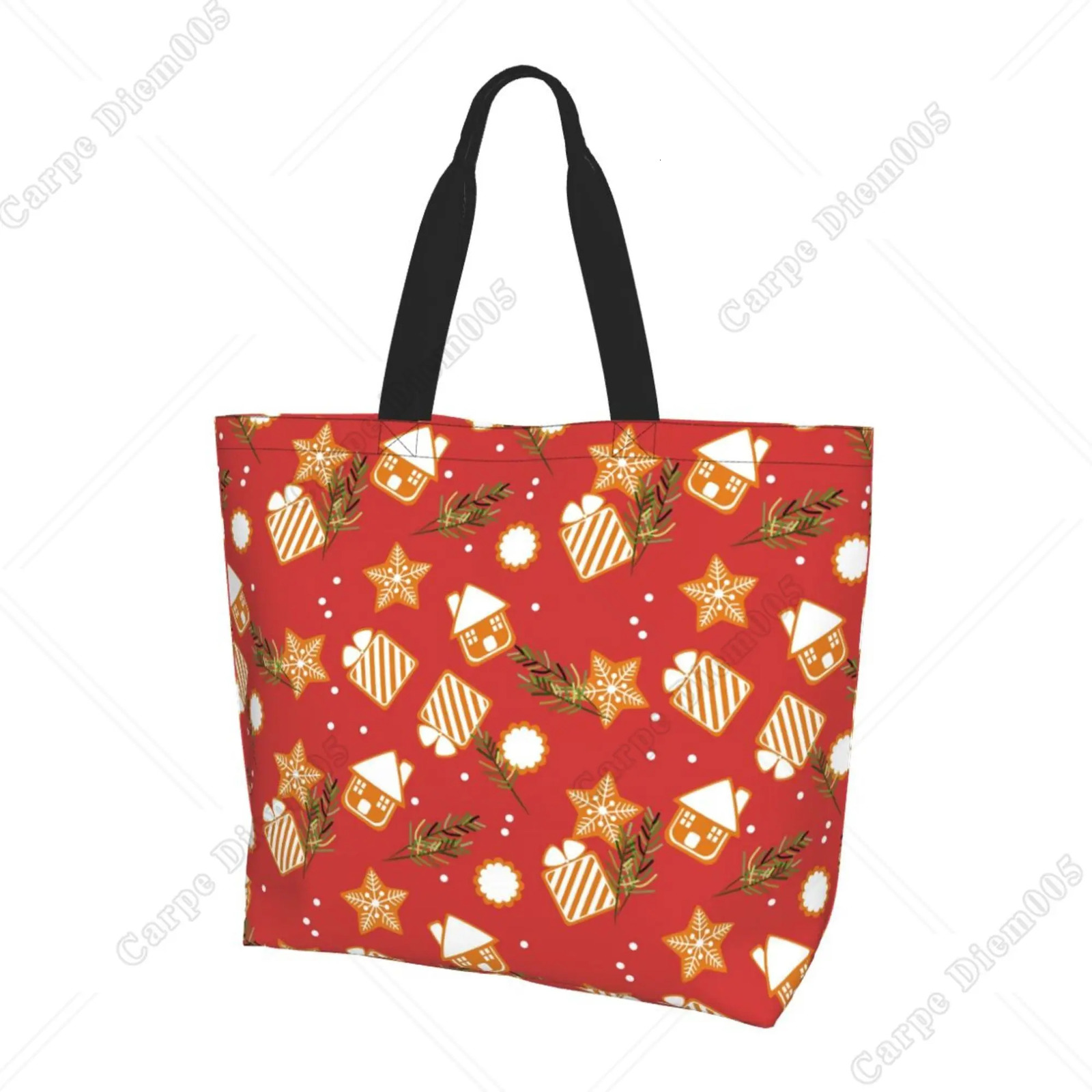 Christmas Gingerbread Man House Shopping Bag for Women Tote Bag Shoulder Bag Reusable Handbag for Shopping Work Gift 241025