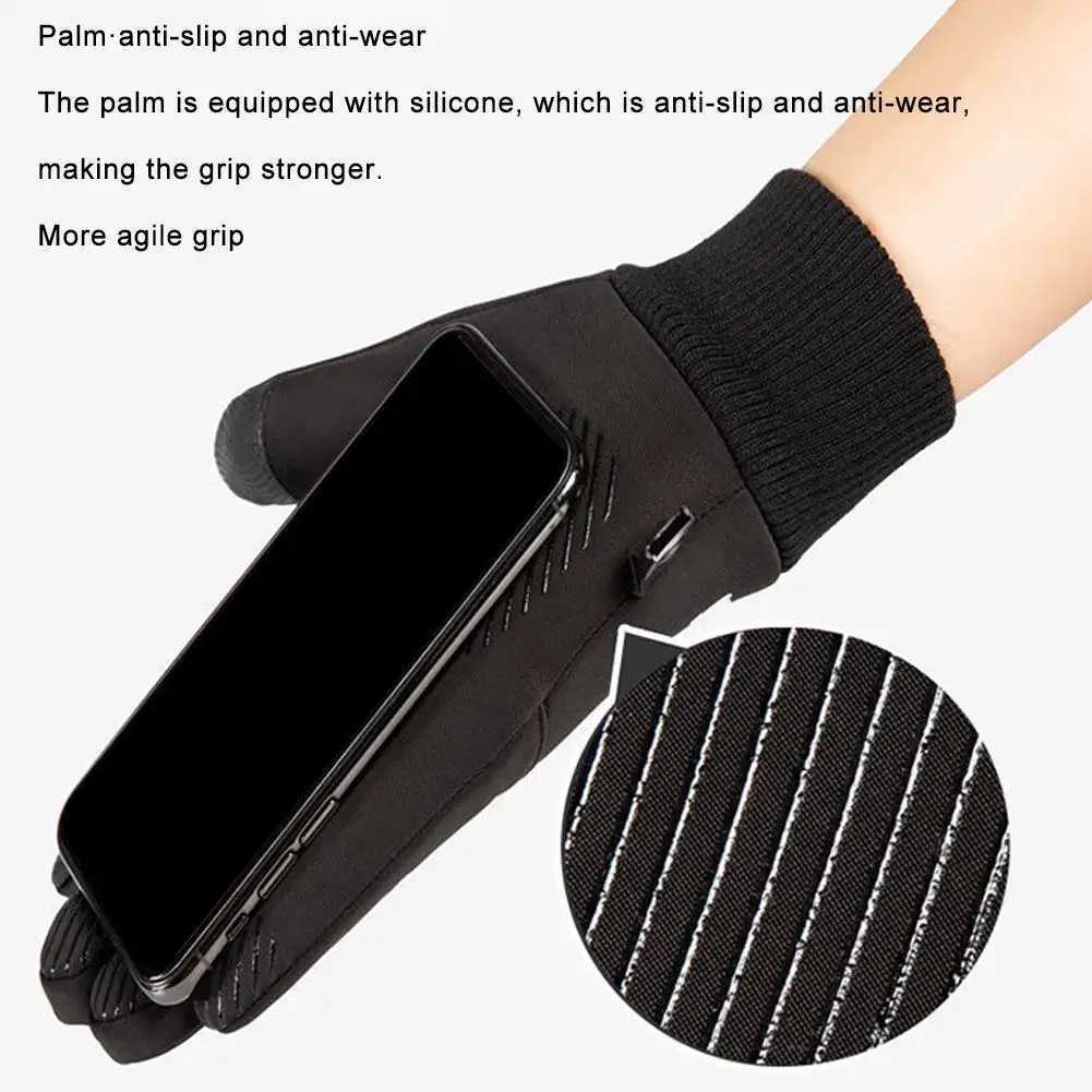 Mens Winter Waterproof Bicycle Gs Outdoor Sports Running Motorcycle Skiing Touchscreen Wool Gs Anti slip Warm Full Finger W241026