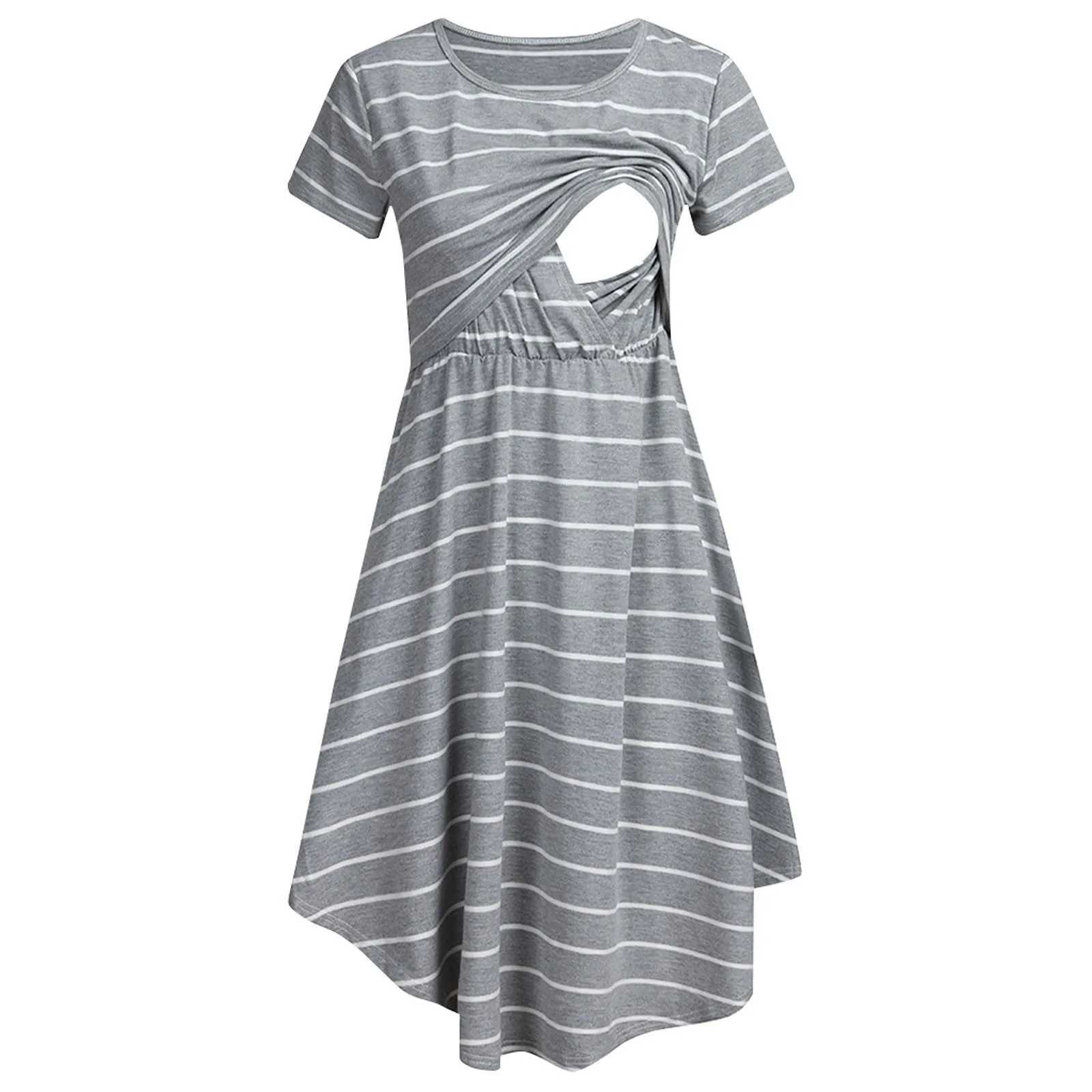 Summer maternity care striped dress womens casual striped short sleeved maternity care dress W241026