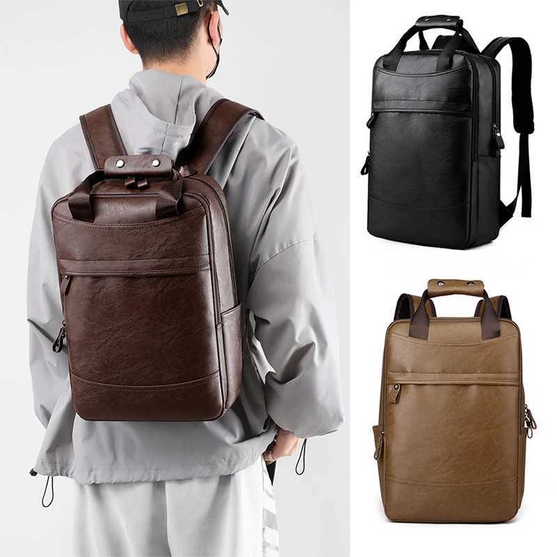 PU Leather Backpack Men Sahel Executive Fi Briefcase Office Document Travel Laptop Office Business Shoulder Back PackXJ241026