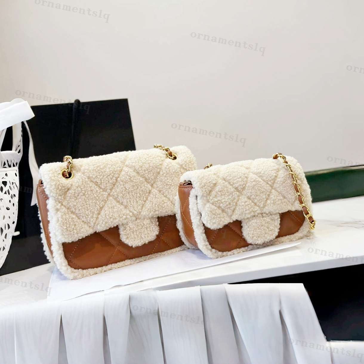 AAA Designer Bag 24K Teddy Bag Autumn/Winter Series Crossbody Bag with Chain High Quality Clash of Lamb Wool and Sheepskin Diamond Lattice Womens Shoulder Handbag