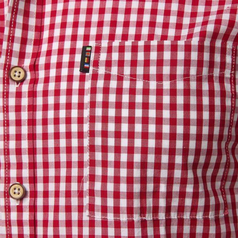 Mens Red Checkered Shirt Summer Short Slip Cotton Dress Shirt Business Casual Button Hem Chemical Mens Camissa Masculina W241026