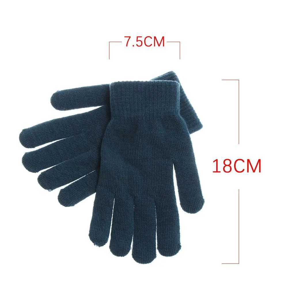 Unisex winter ribbed knitted full finger Gs basic thick plush lining gloves with magic hot wrist warmth for women W241026