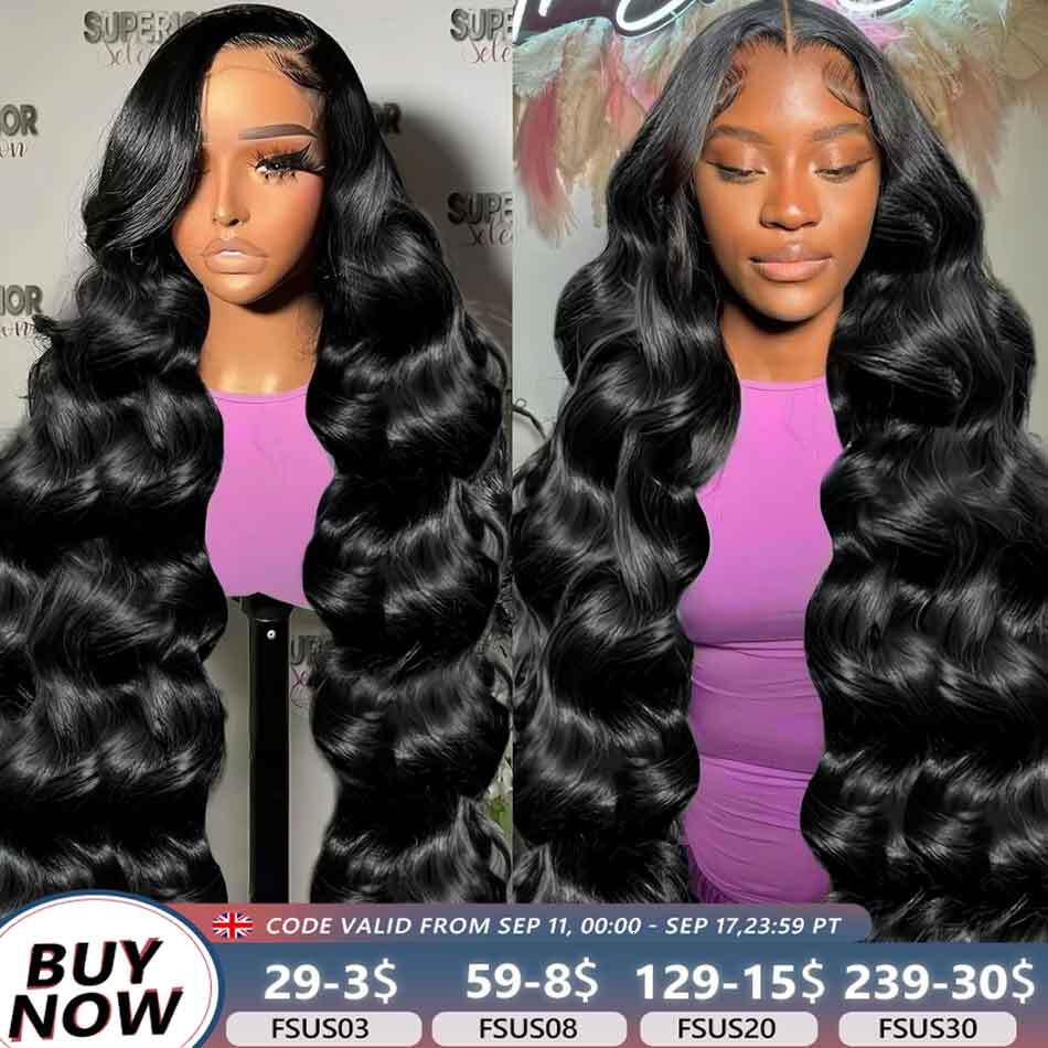 38 40Inch Body Wave Front for Women Human Hair 13x4 HD Transparent Lace Frontal Wigs PrePlucked Wet Wavy