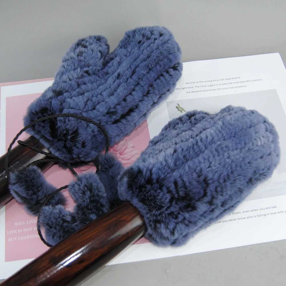New La Real Rex Rabbit Fur Gs% Real Rex Rabbit Fur Gs Good Elasticity Womens Winter Knitted Real Rabbit Fur Gloves W241026