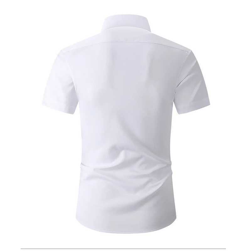Mens Solid Short Sleeve Shirt Casual Button White Black Shirt US Size S-XL W241026