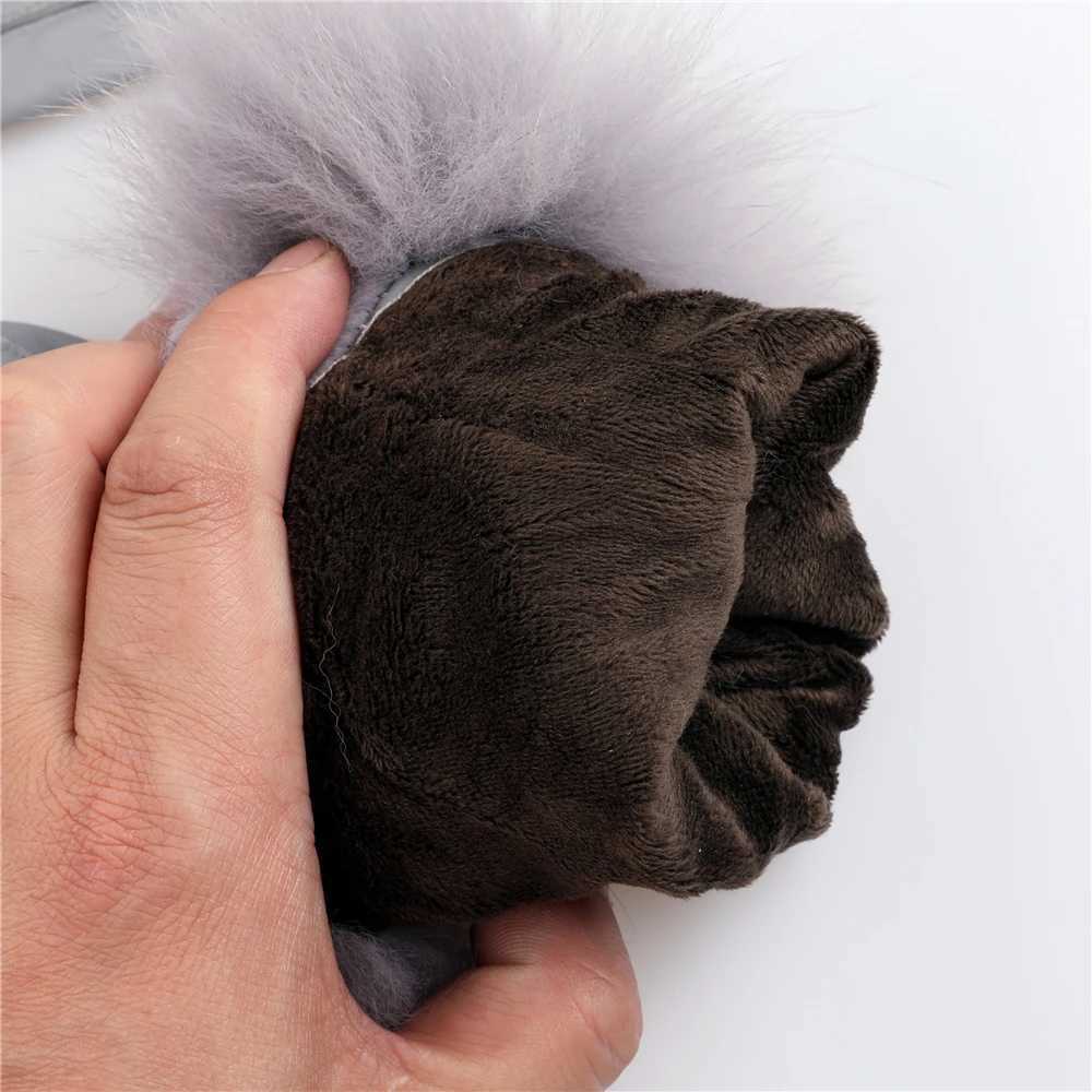 Sheepskin natural fur decoration G womens genuine leather wrist warmth G winter warmth fashion gloves wool lining W241026