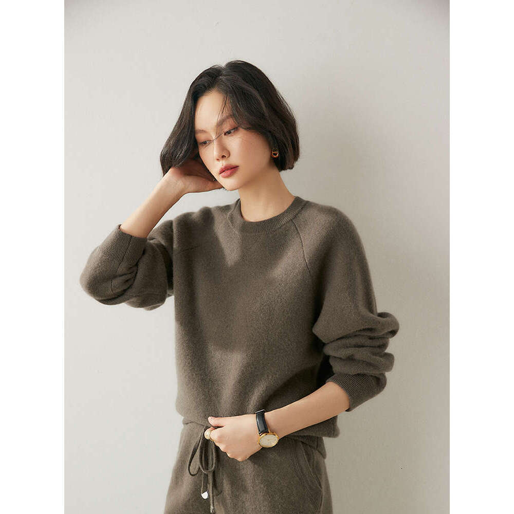 Women 100% Sweater O-Neck Long Sleeve Pullovers Casual Simple Style Cashmere Knitwear Autumn Winter Thick Clothing Tops