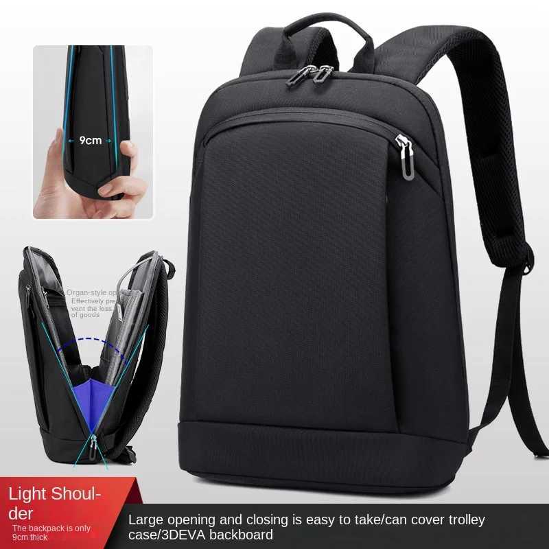 Ultra-thin Laptop Backpack 15.6 Inch Business Men Bag Women Backpacks Solid Color Unisex Backpacks Slim Back Pack mochila hombreXJ241026