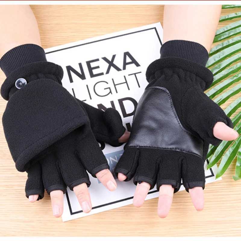 Winter Warmth Gs Finger Convertible Heat Gloves Gs Windproof Polar Wool Warmth Womens Double Layer Fl Gs W241026