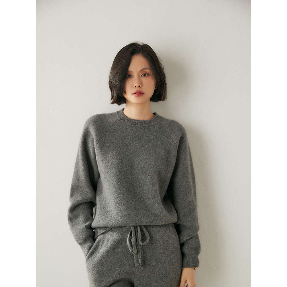 Women 100% Sweater O-Neck Long Sleeve Pullovers Casual Simple Style Cashmere Knitwear Autumn Winter Thick Clothing Tops