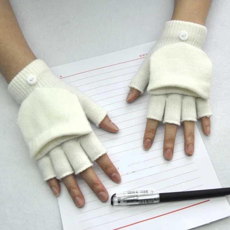 Wool Knitted Finger Collar Gs Winter Warm Flexible Touch Screen Gs Mens and Womens Neutral Exposed Finger Gloves G W241026