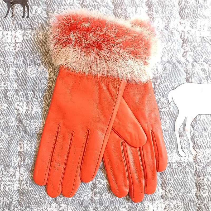 HSPL genuine leather womens thick leather womens rabbit leather sheepskin hot leather W241026
