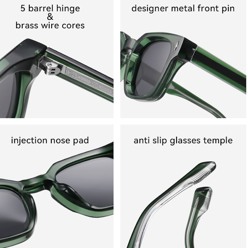 Square Polarized Sunglasses Men Luxury Brand Designer Sun Glasses Women Retro TR90 Vintage Driving Fishing Punk Clear Gradient Shades fashion Rivets S