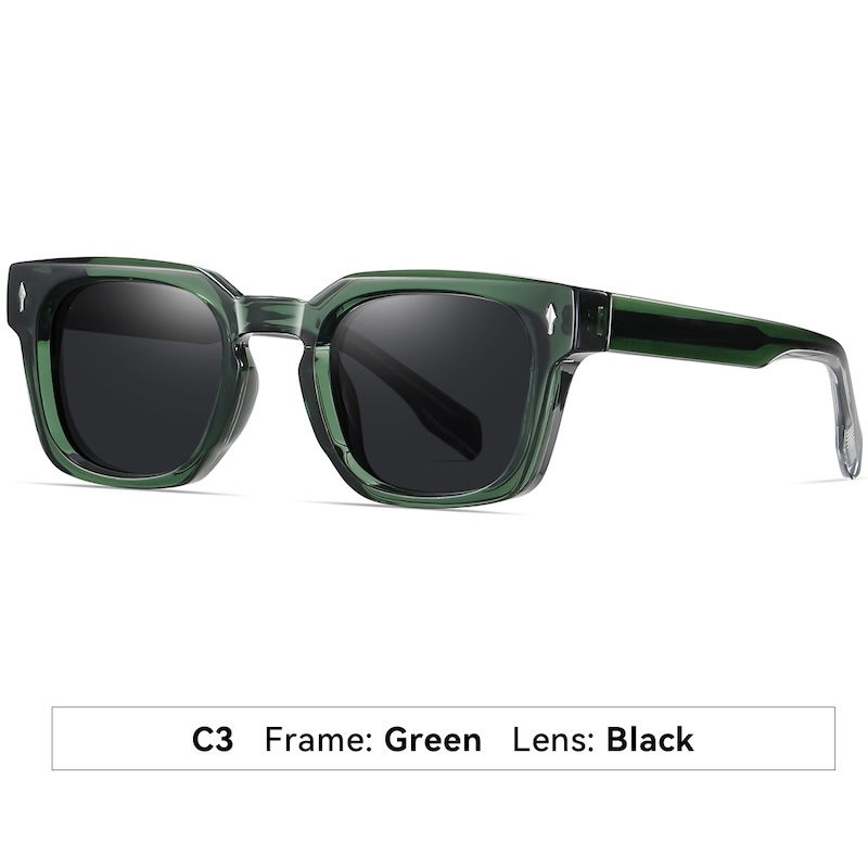 Square Polarized Sunglasses Men Luxury Brand Designer Sun Glasses Women Retro TR90 Vintage Driving Fishing Punk Clear Gradient Shades fashion Rivets S