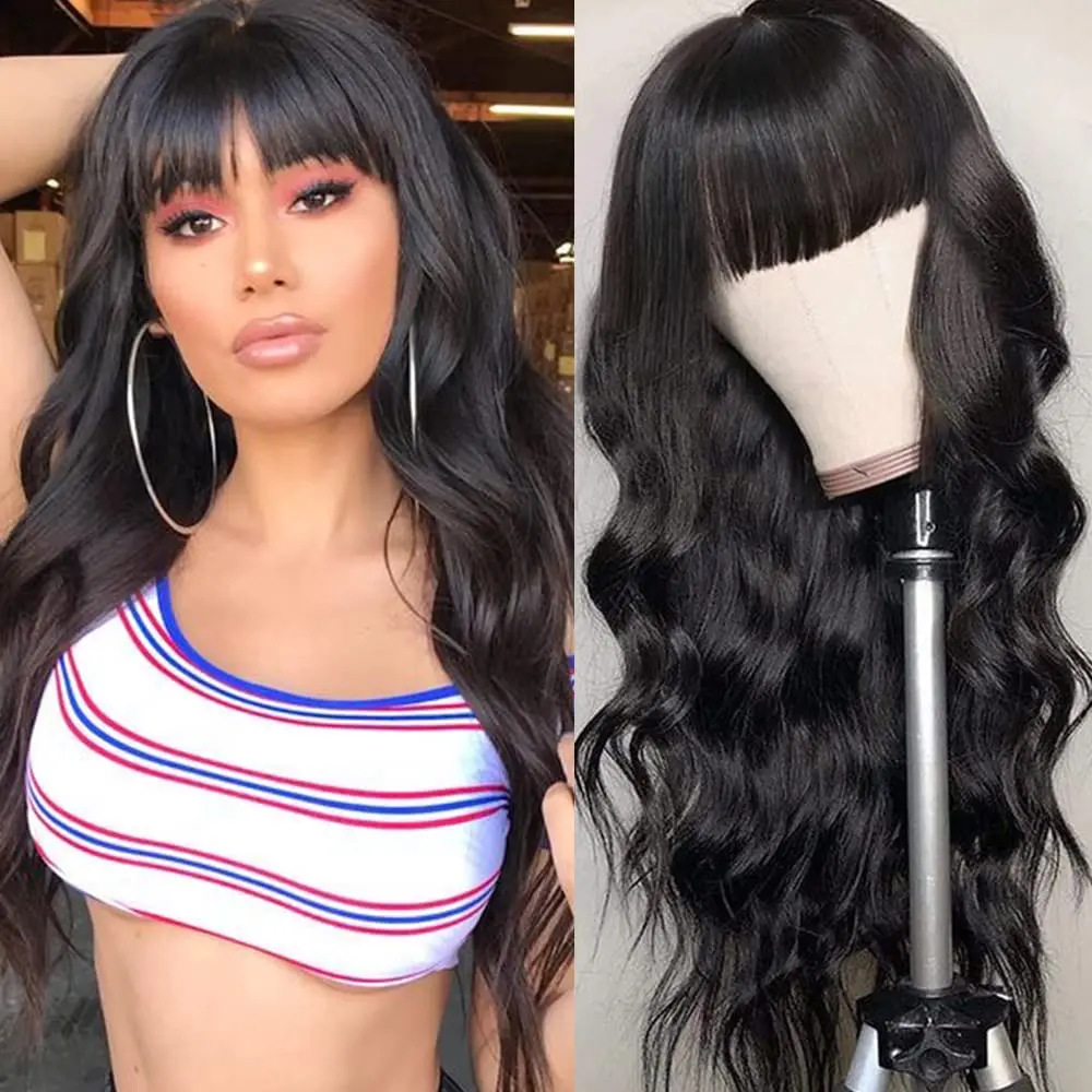 New arrival women's bangs big wave wig head shape long curly hair chemical fiber full head cover