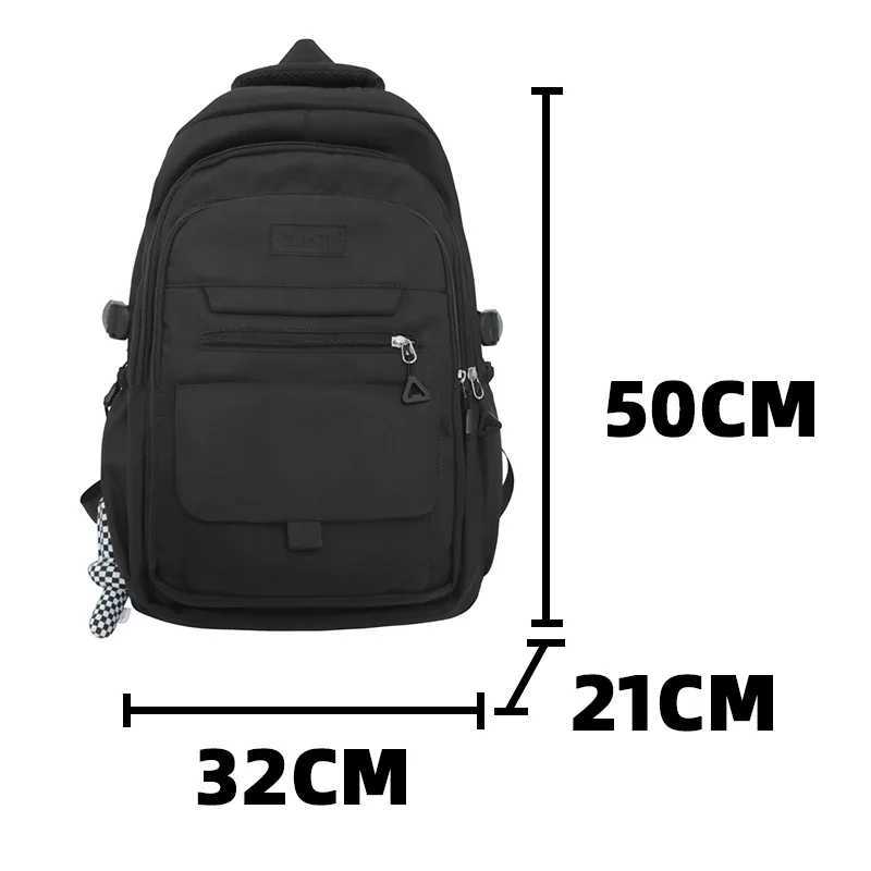 New Simple Student Bag Solid Color Schoolbag Youth Large Capacity Travel Backpack High Quality Canvas Schoolbag Fi BackpackXJ241026