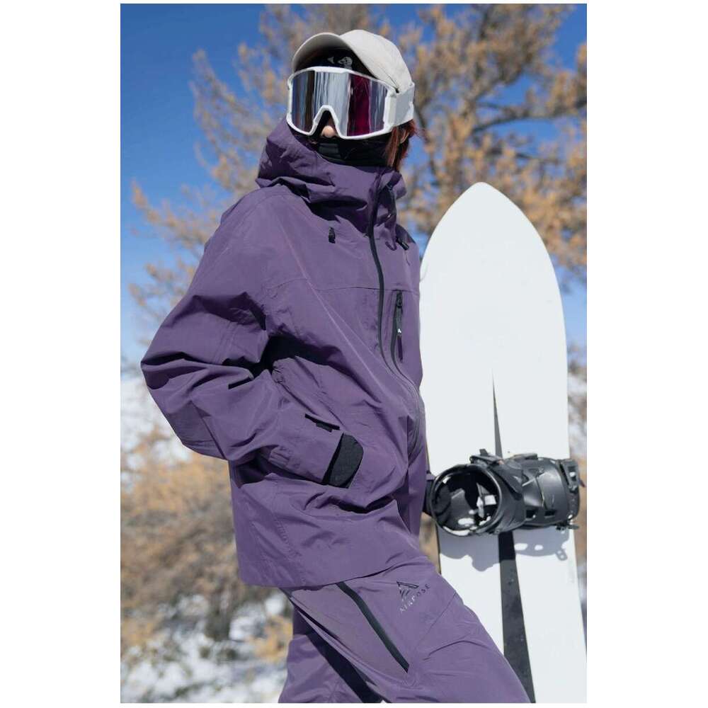 Airpose windproof 3L hard shell ski suit clip overcomes men's and women's long pants waterproof hooded sweatshirt ski warm suit
