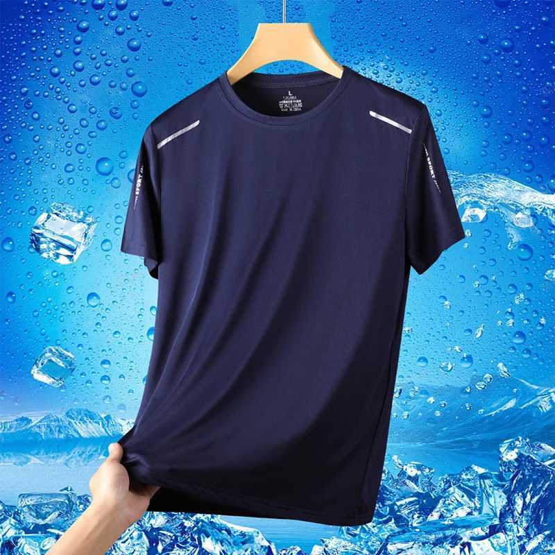 Ice Silk Short Slves Mens Summer Thin Sports Top Cool T-shirt Elastic Mesh Breathable Outdoor New Quick Drying T-shirt W241026