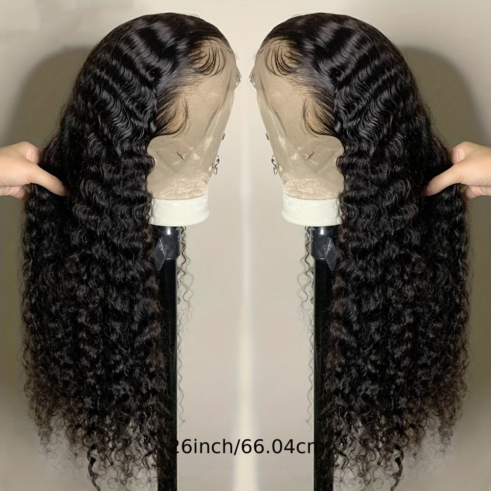 Curly Wigs For Women 32 inch 13x4 Deep Wave Transparent Lace Front Wig Human Pre Plucked Brazilian Hair 210% high density
