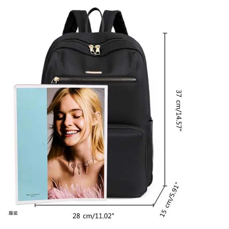 D0UD Backpack Middle High School College Backpack Large Capacity Bookbags Teen Student Girl Daypack Black/Khaki/Gray/PinkXJ241026
