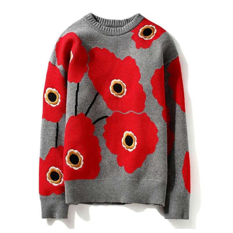 Autumn And Winter Fashionable Mens Wer Embroidered Round Neck Pullover Classic Knitted Sweater Men Clothes