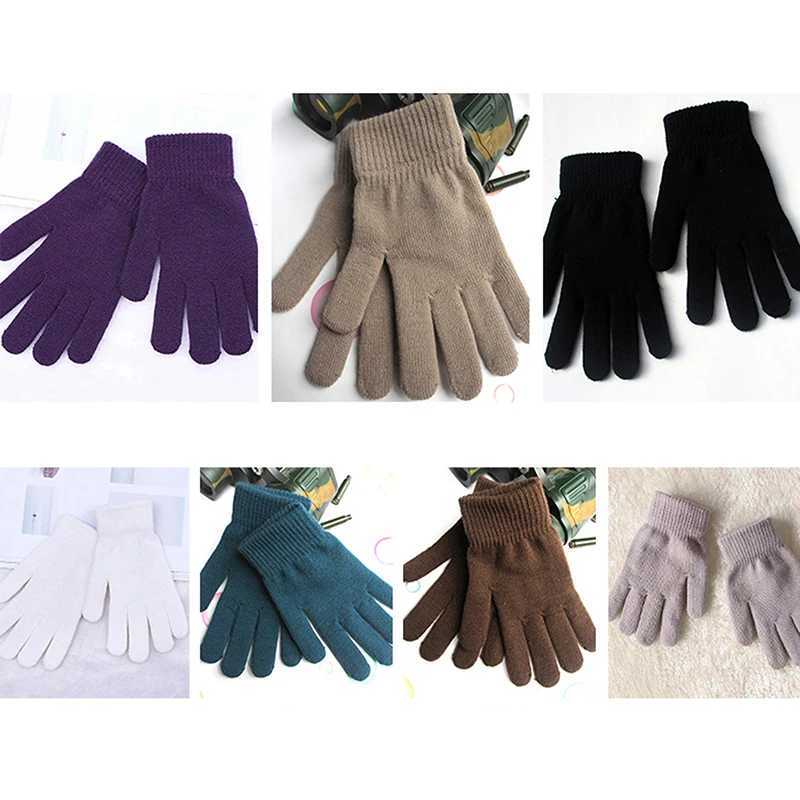 Womens Gs Knitted Solid Autumn Warm Hands Thick Lined Skiing Short Sleeves Womens Full Finger Gloves W241026