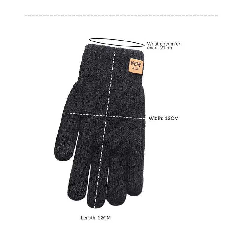 Wholesale wool lining fashion warm black cable knitting winter touch screen Gs W241026