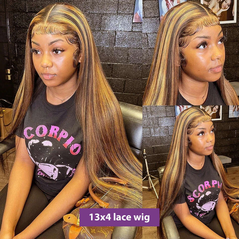 13X4 Frontal Highlight 13X6 Straight Lace Front Wigs For Women P427 Colored Human Hair Wig