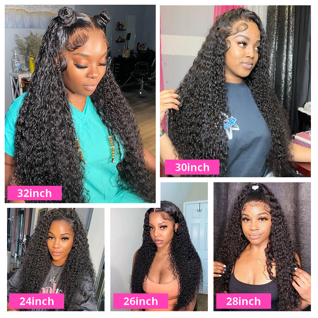 Curly for Women Water Wave 13x6 13x4 HD Lace Front PrePlucked Brazilian Wet and Wavy Human Hair Wigs