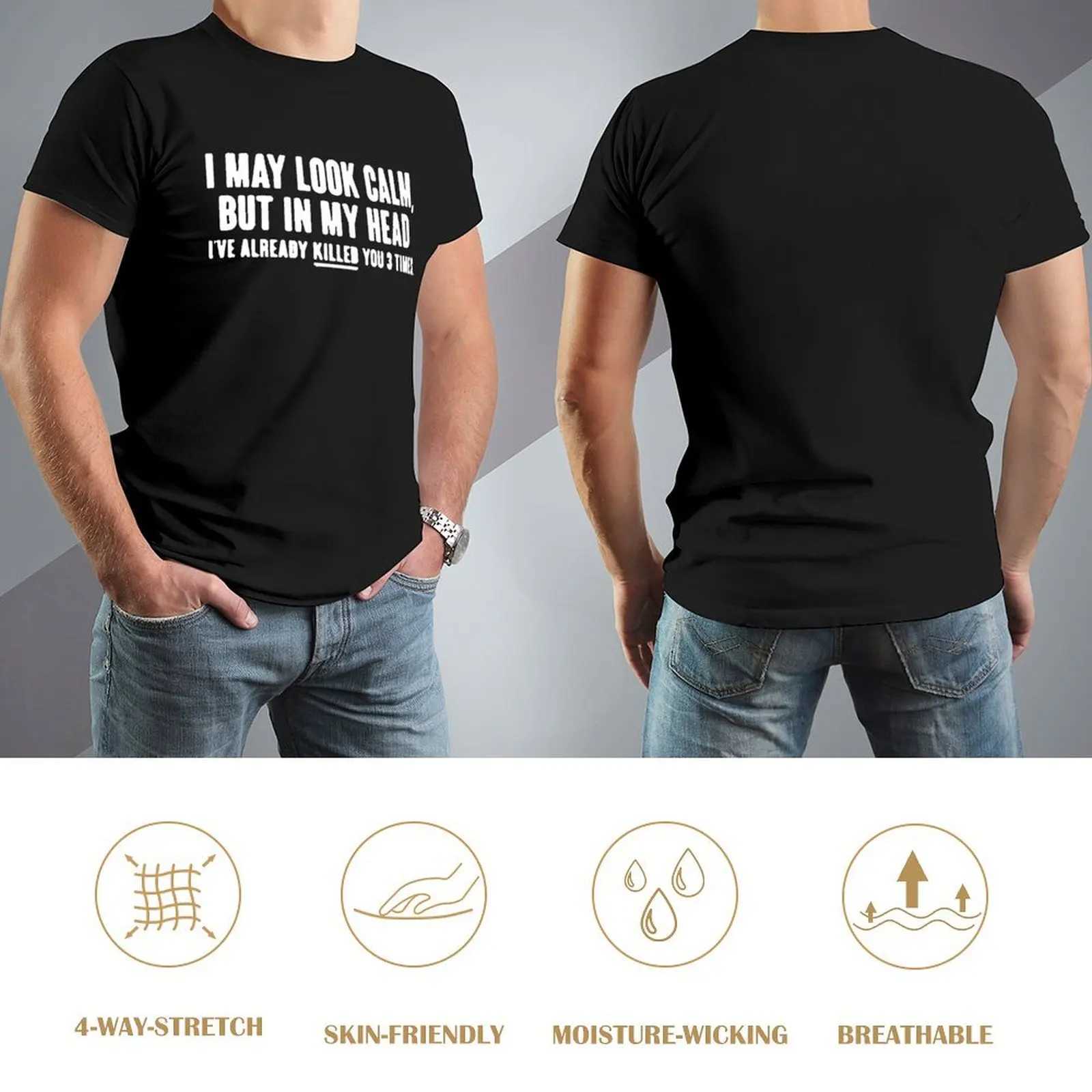 Look Calm Funny Printed New Funny T-shirt Mens Shorts Slves Hip Hop O-neck Cotton Shirt W241026