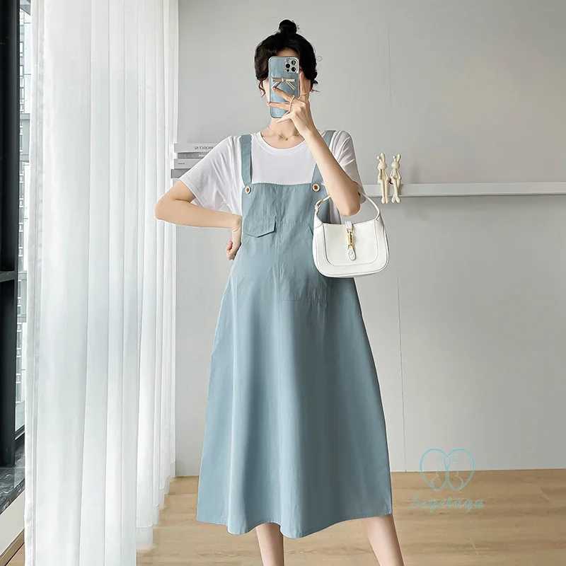 Cotton Splicing Integrated Maternity Wear 2024 Summer Fashion Loose Maternity Wear W241026