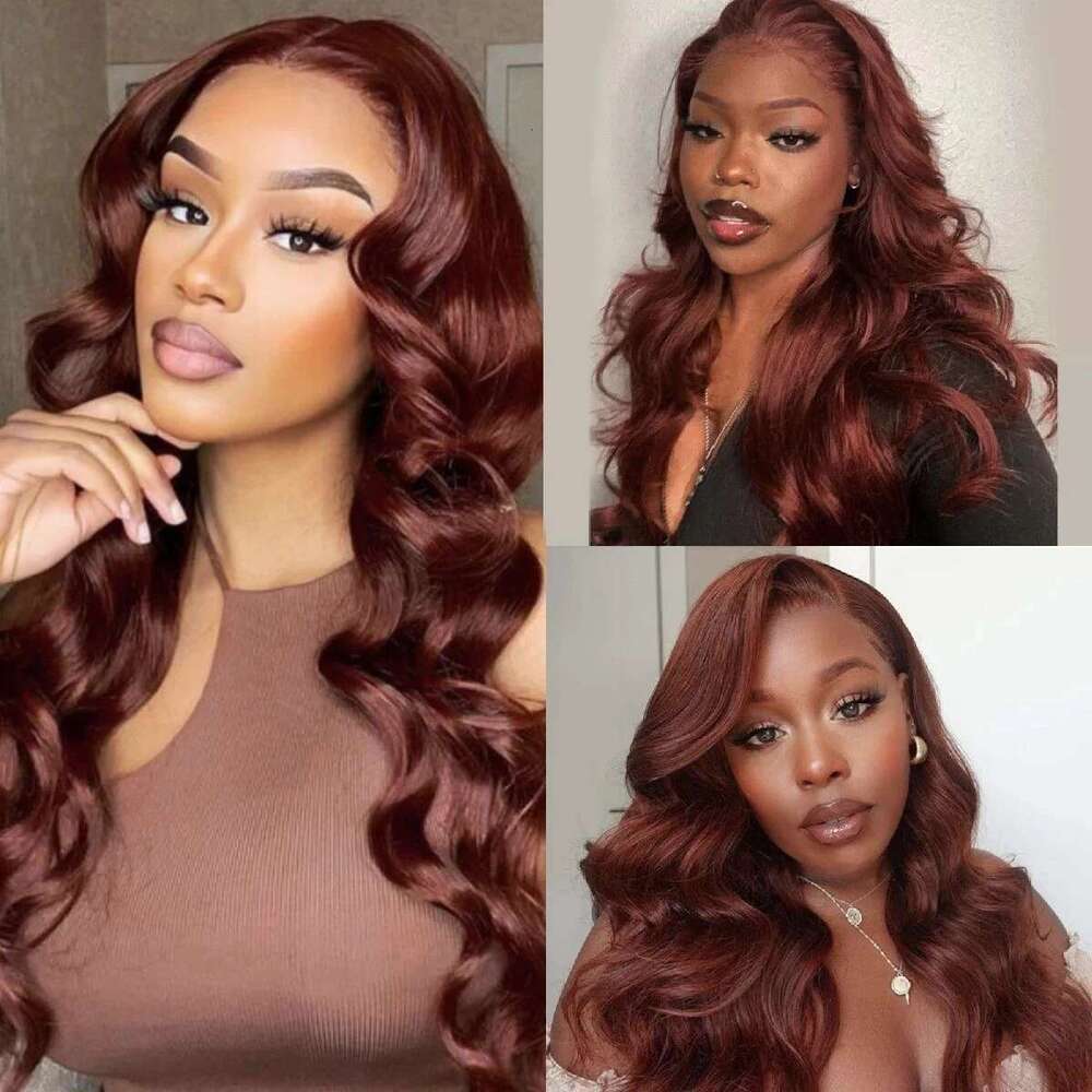 Copper Red Frontal Wig Reddish Brown 13X4 Synthetic Lace Front Wigs For Women Pre Plucked Haire With Baby Hair Fiber