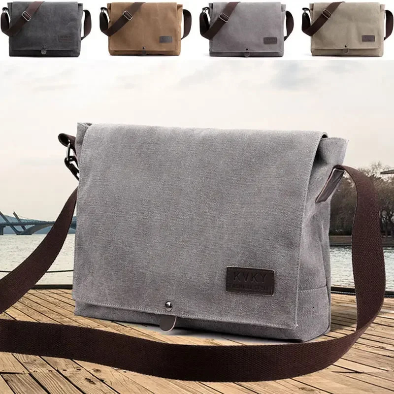 Men Canvas Crossbody Shoulder Messenger Bags Man Fashion Cross Body Bag Casual Solid Multi Function Portable Male Bag 241025