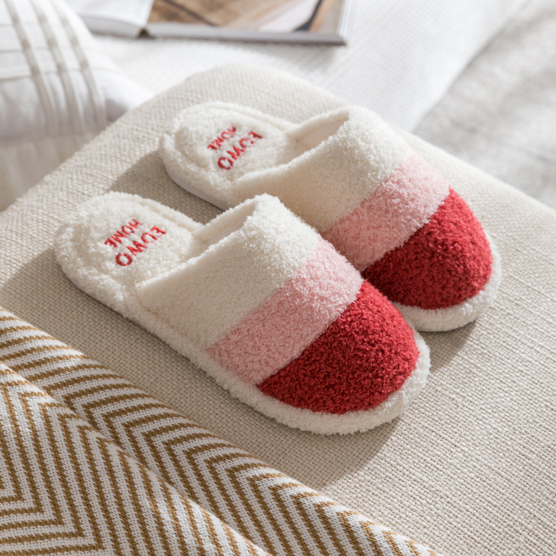Cozy 2024 Autumn Winter Cotton Slippers, Thick Bottom Non-Slip Indoor Home Fury Slippers 3e7a