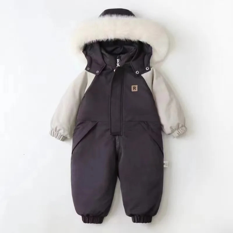 Baby Winter Ski Suit Thicken Baby Jumpsuit Fashion Children Clothing Set Waterproof Kids Girls Snowsuit Warm Boys Overalls 241025