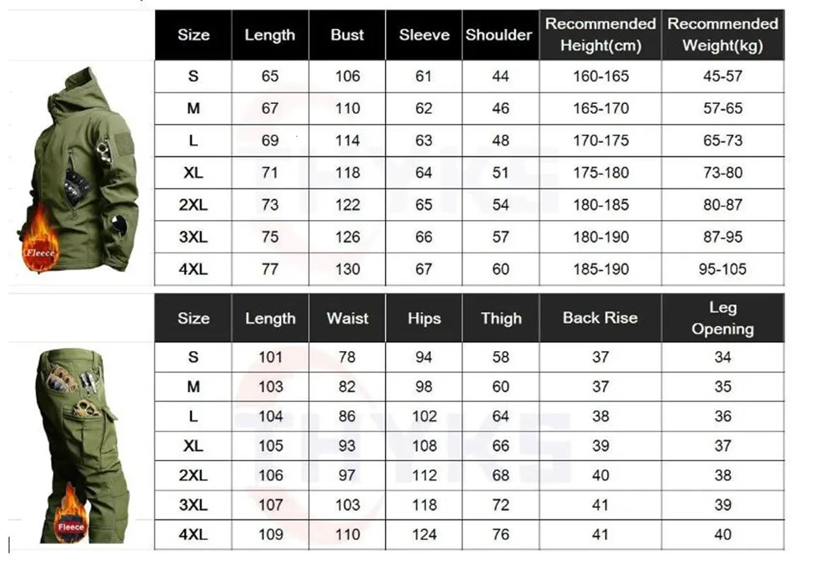 Mens Winter Jacket Tactical Sets Fleeced Sharkskin Windproof Waterproof Padding Suits Paintball Uniform Pockets Camo 241025