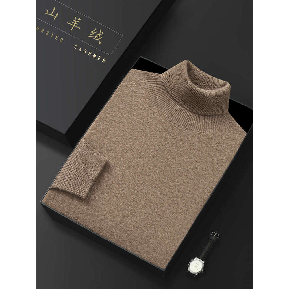 Men's Turtleneck 100% Sweater Autumn Winter Basic Long Sleeve Pullover Cashmere Knitwear Soft Warm Comfy Male Clothing